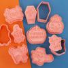 Halloween Cookie Cutters Set of 8 Pcs Witch Owl Spidder Bat Design Cookie Stamps Plastic Pumpkin Halloween Biscuit Molds 1