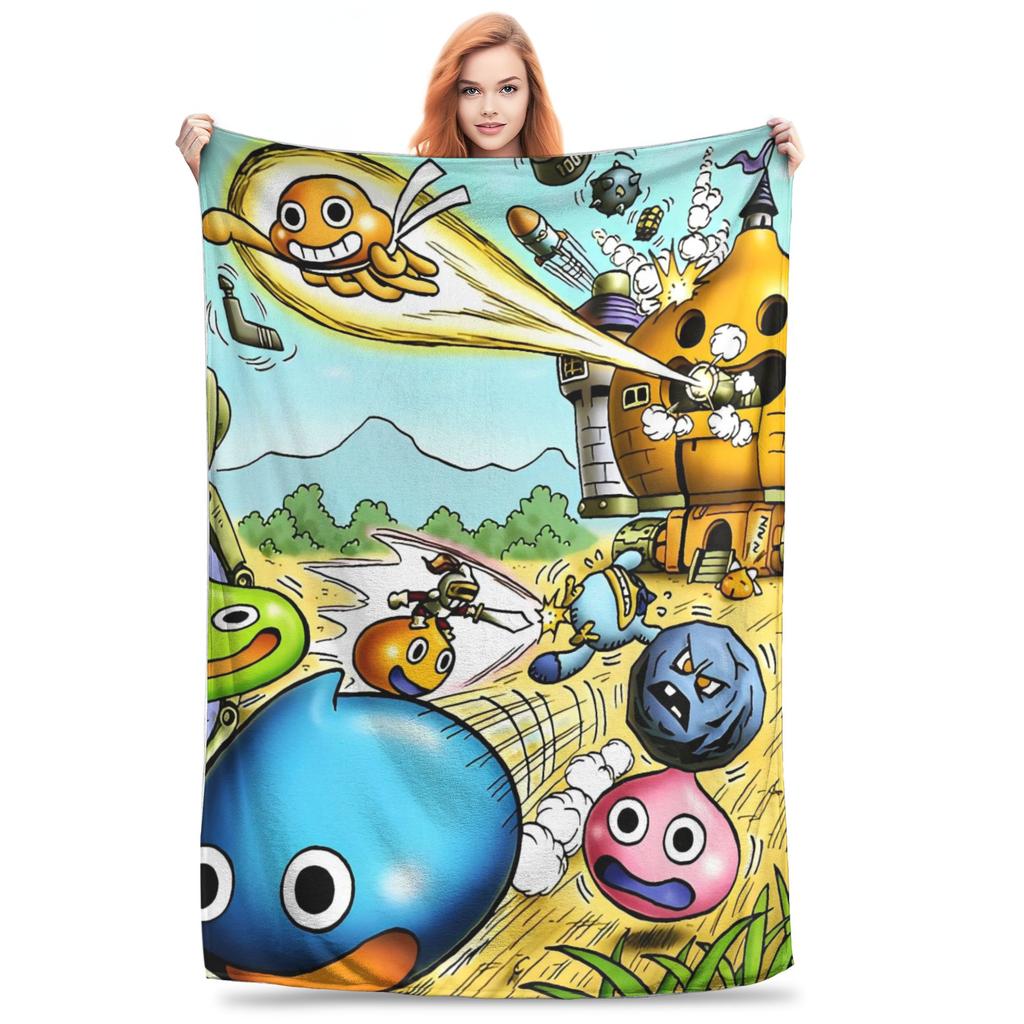 D-Dragon Quest Slime Plush Blankets Kids  Flannel Throw Blanket For Couch Chair Sofa Bed Warm Custom Quality Bedspread Gift Idea