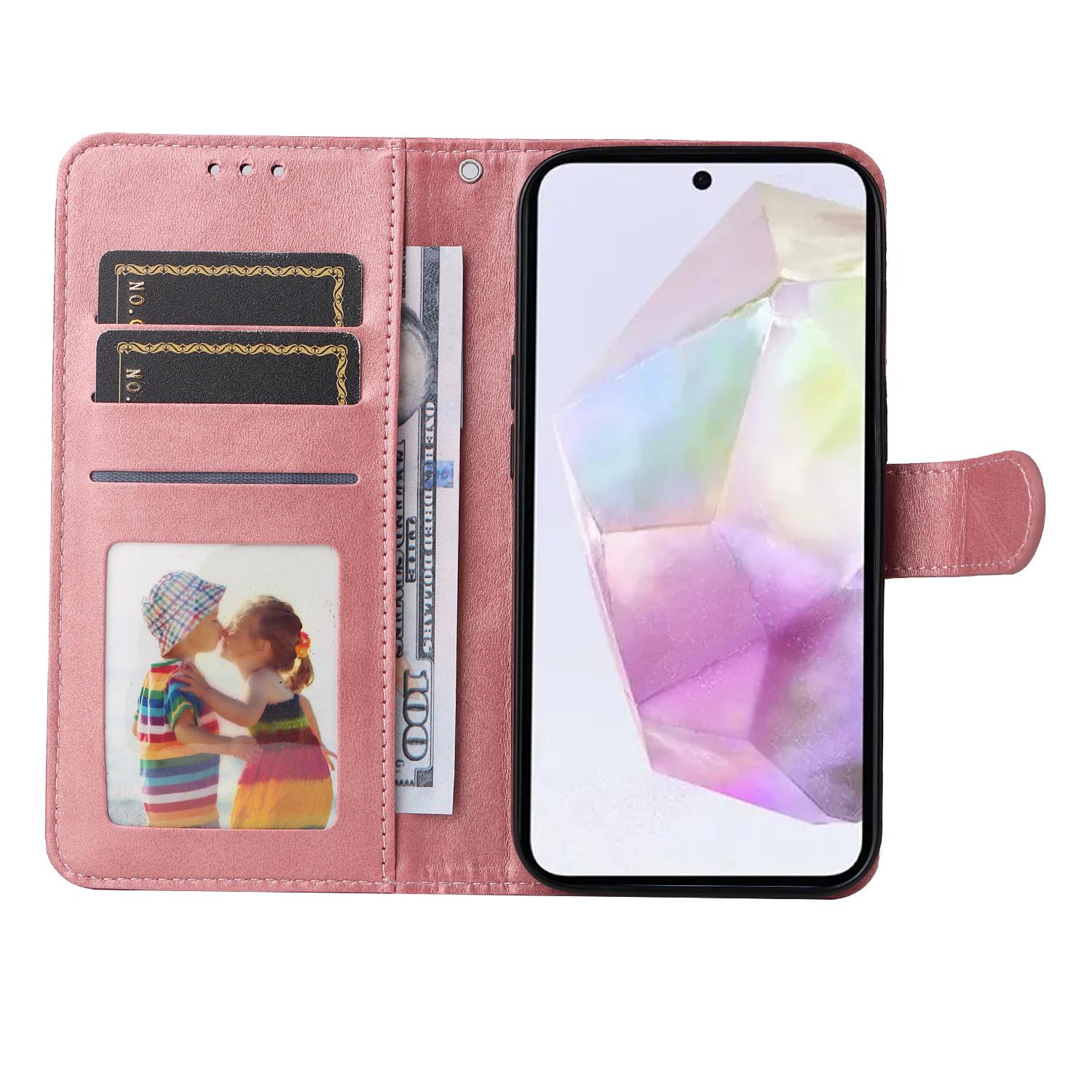 

For Samsung Galaxy M35 5G Case Card Slots Wallet PU Leather Phone Cover Brown
