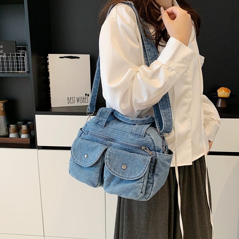 Vintage Denim Women's Bag Large Capacity Stitching Tote Women's Bag