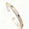 Meiji Two-Tone Italian Retro Bracelet with Rhinestones and Brushed Emerald Court Style