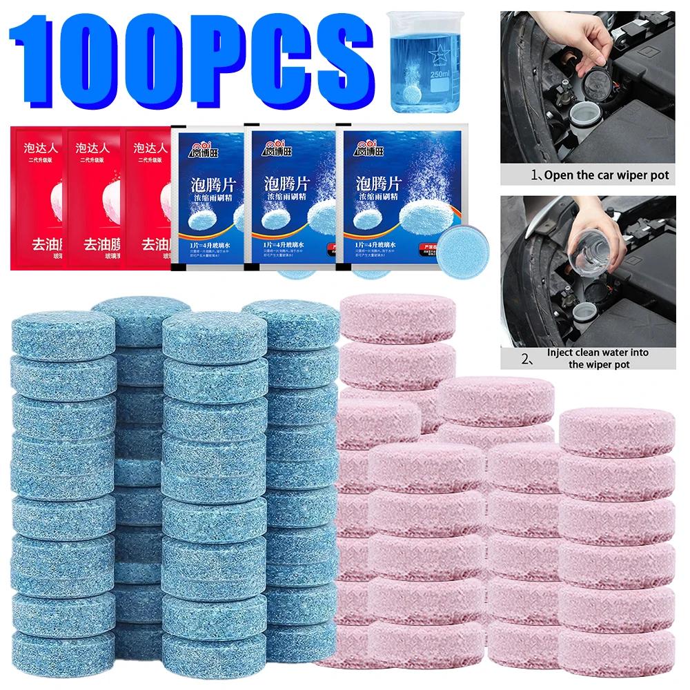 100PCS Limpador Sólido Limpador de Pára-brisas de Carro Comprimido Efervescente Limpador Automático de Vidro Comprimidos Concentrados de Limpeza Sólida Detergente