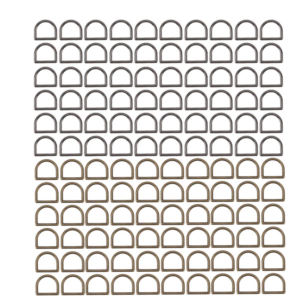 120Pcs Metal D Rings Bronze and Silver Black Zinc Alloy Rustproof Widely Used D Rings for Clothes