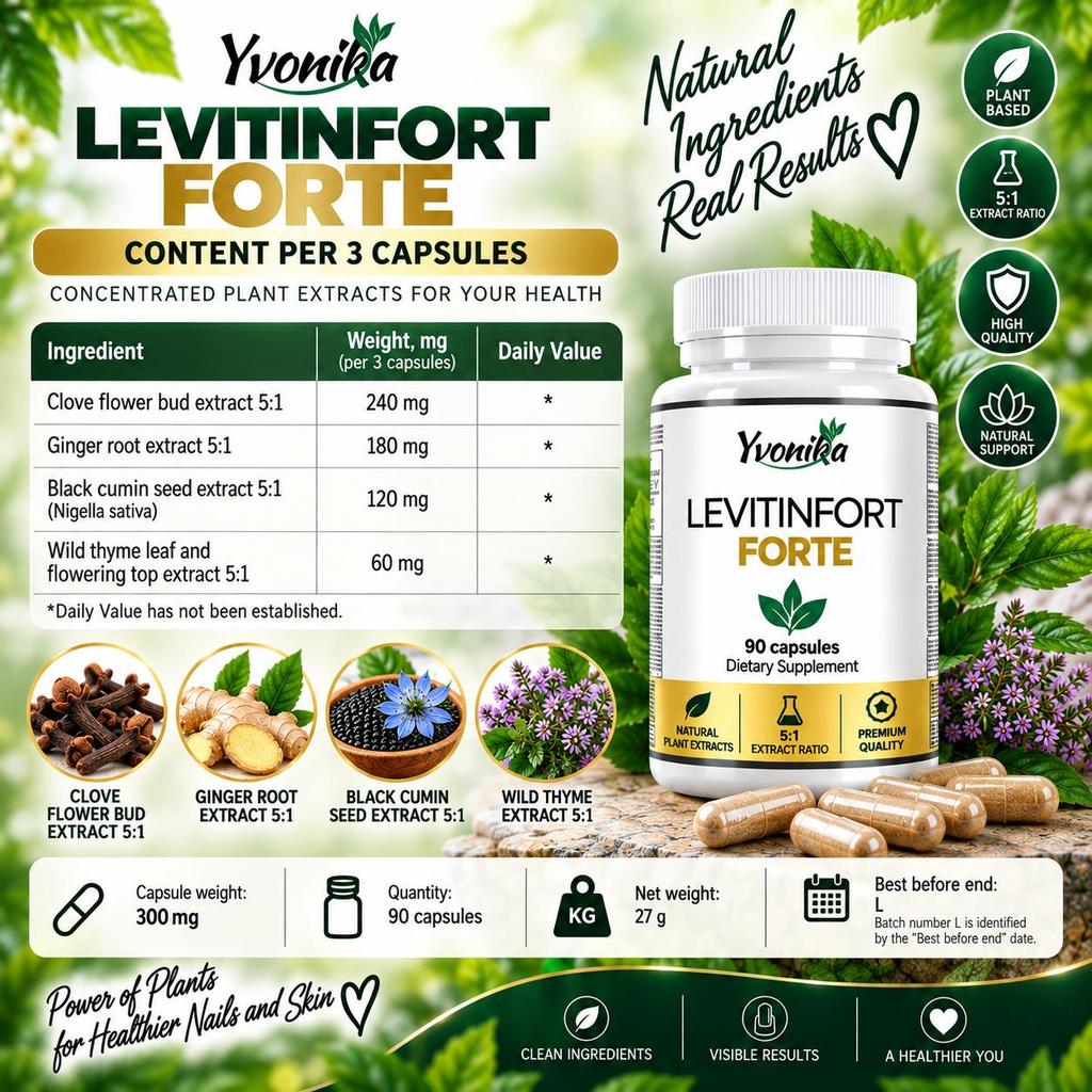 Yvonika Levitinfort Forte – Premium Antifungal, Nail & Skin Support, 90 Capsules