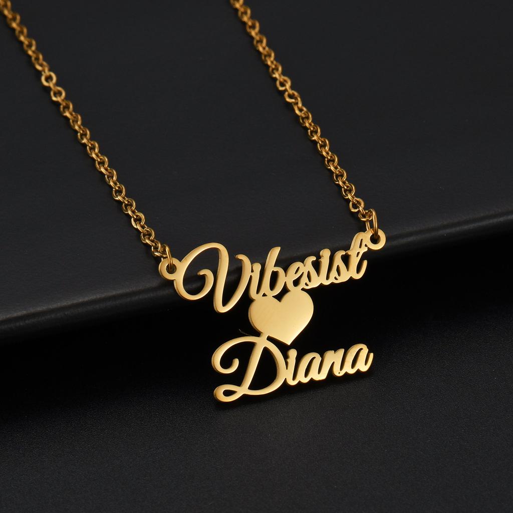 Atoztide Custom 2 Names Necklace for Women Men Personalized Heart Butterfly Choker Chain Stainless Steel Jewelry Birthday Gift