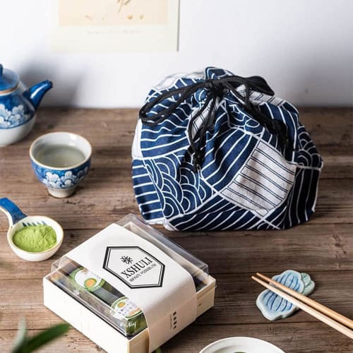 Set of 2 Bento Bags, Drawstring Lunch Bags, Bento Bags, Small, Linen/Cotton Material, Suitable for Adults, Men, Women, Boys, Girls, and Kids, Convenie