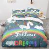 Unicorn Duvet Cover Set Twin Size White Unicorn Bedding Set Girls Kids 3D Purple Gifts for Children Teens Polyester Bedding Set