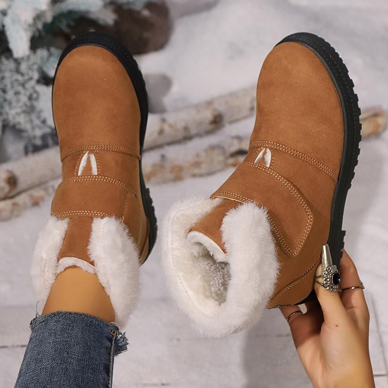 Lucyever Faux Fur Platform Snow Boots Women Non Slip Faux Suede Winter Booties Mujer Keep Warm Ankle Boots Woman Plus Size 44