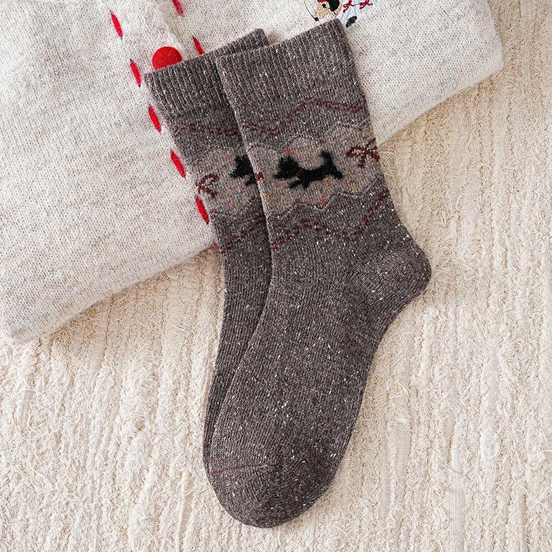 Cute Cartoon Socks Medium Tube Socks Season Thickened Warm Wool Socks Puppy Idea Yarn Stockings