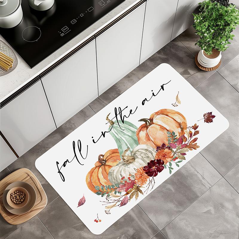 

1pc Rug Felt in The Air Pumpkin 3D Printed for Thankgiving Day Floor Decoration Rug Entrance Mat Living Room Bedroom Ornament 40x60cm