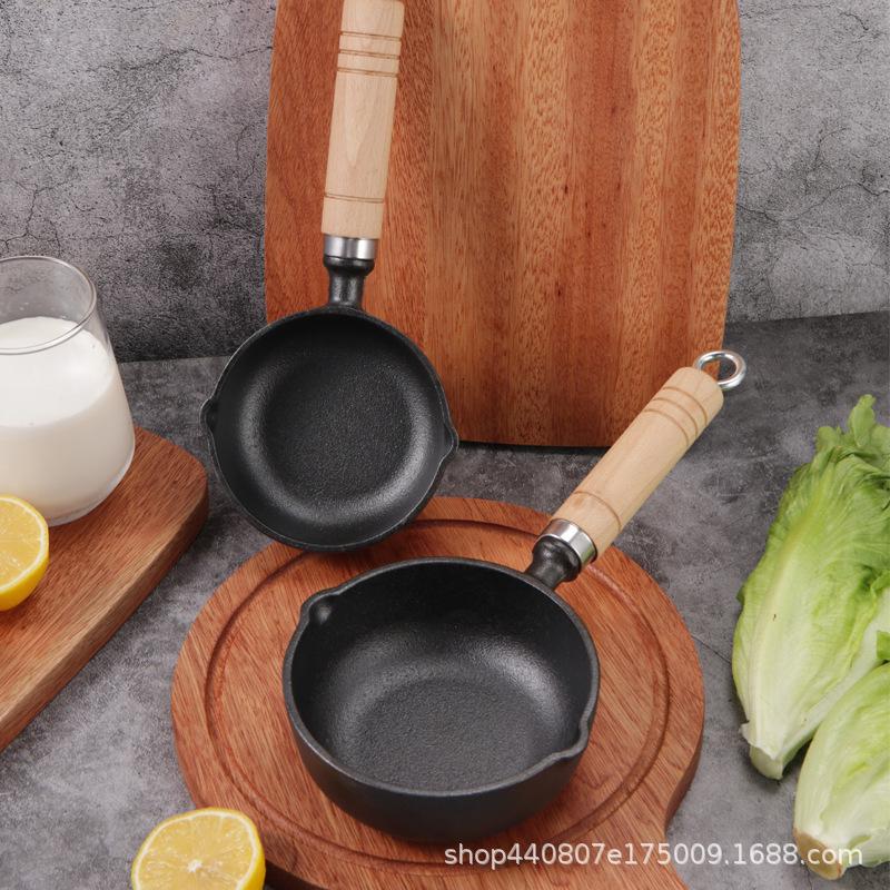 Non-Coated Thick Cast Iron Frying Pan for Eggs - Flat Bottom, Non-stick, Suitable for Induction & Gas Cookers