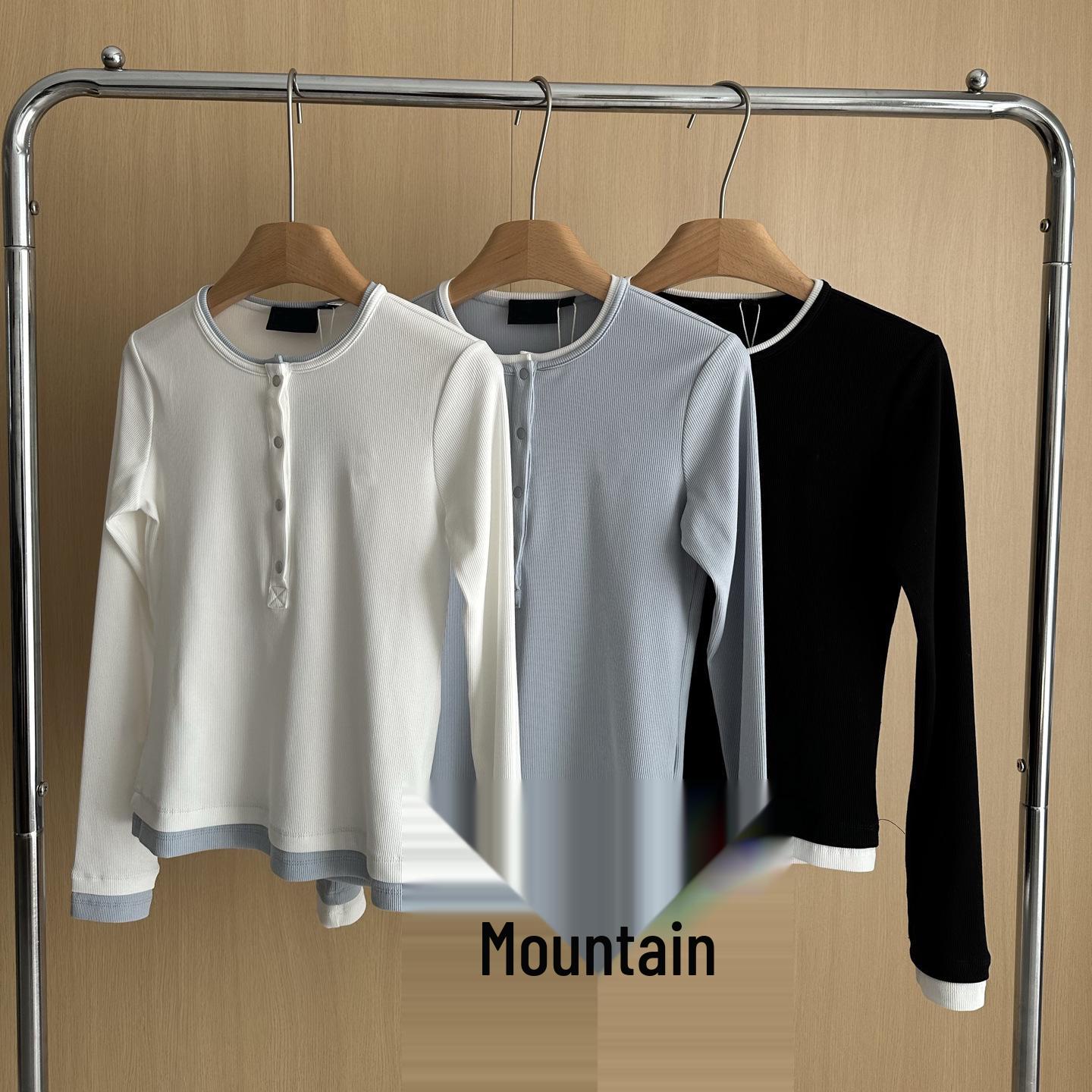 

Early Spring Women s Slimming Henley Collar Two-Piece Long Sleeve T-Shirt Extra Large светло-синий