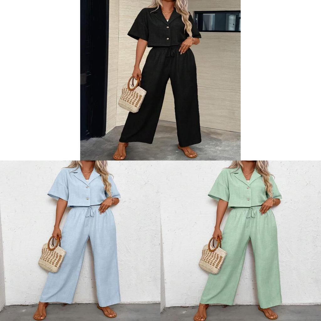 Elegant Plain Color Twopiece Suit With Splicing Design For Women Casual Office Wear