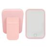 Lighted Makeup Mirror Pink LED Touch Control Square Mirror Desktop Fill In Adjustable Brightness Rotative Vanity Mirror