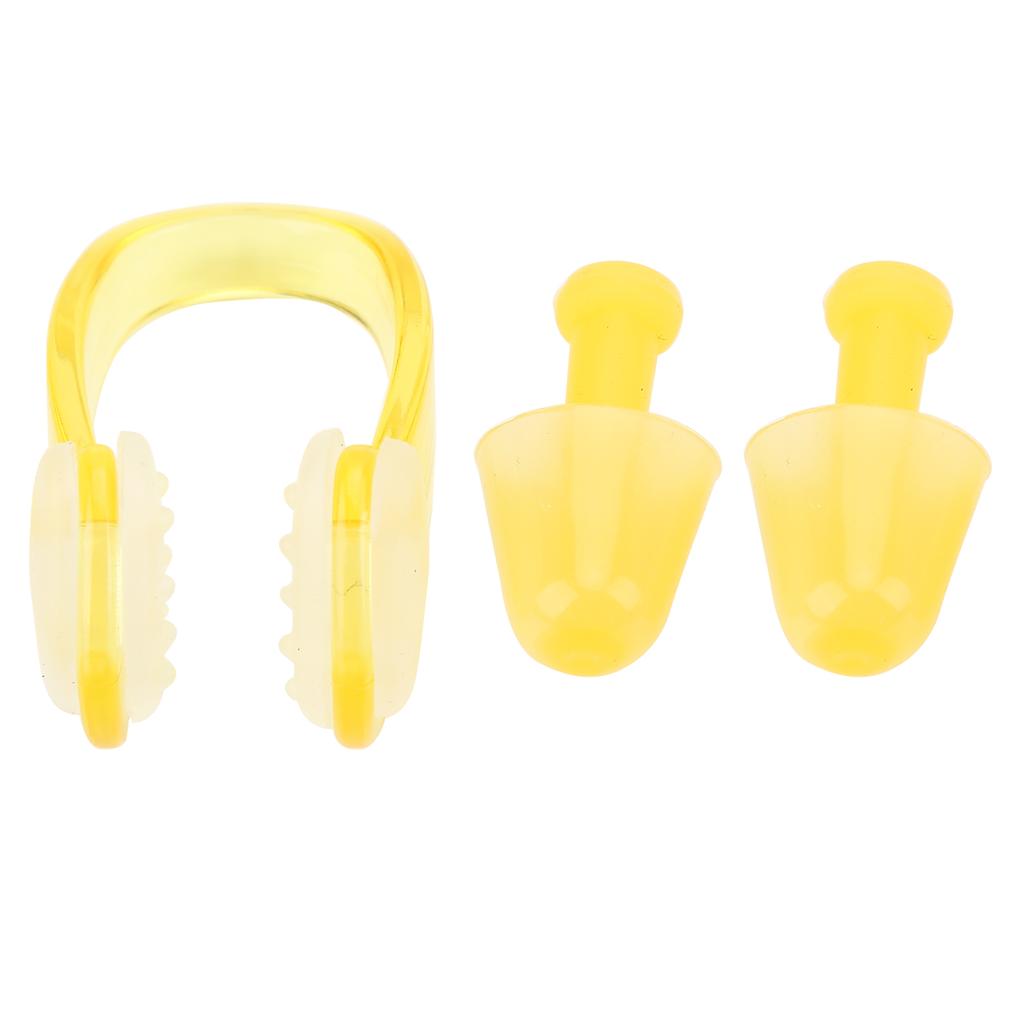 Soft Silicone PC Swimming Ear Plugs Nose Clip Set for Waterproof Surfing Diving SportsYellow
