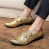 Men's Large Korean Fish Scale Leather Loafers - Horsebit Slip-On for Nightclub Style