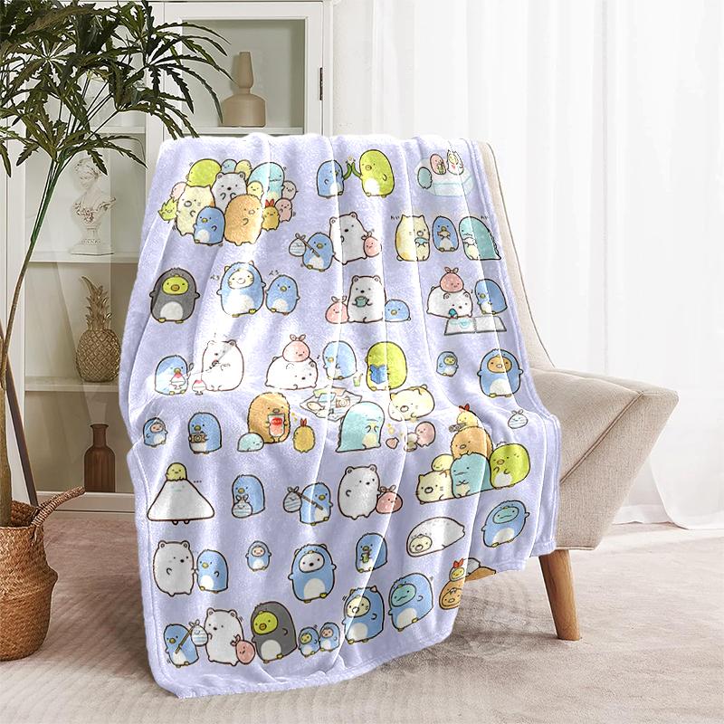 1pc Blanket Sumikko Gurashi Print Design, Lightweight Blanket for Sofa, Bed- Soft &Warm, Gift for All Seasons like Christmas, Halloween