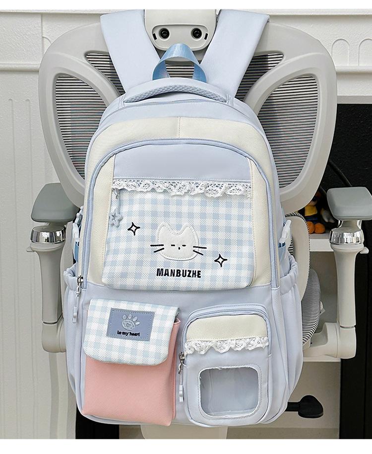 Schoolbag Korean college style cute backpack girl sweet niche dopamine student class schoolbag lightweight backpack