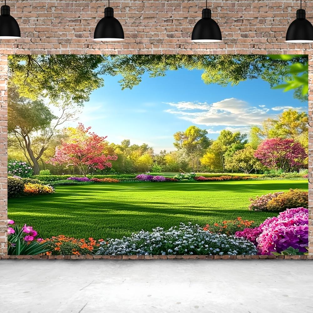 Vibrant Garden Tapestry: Lush Greenery and Blooming Flowers for a Serene Home Decor