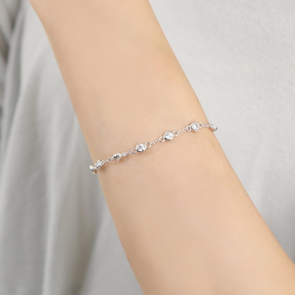 Buyers 3mm Heart and Cupid CZ Cubic Zirconia Bracelet, 16cm + 2cm Adjuster