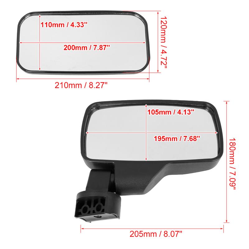 X Autohaux UTV Rear View Center Side Mirror Set 1.75" 2" Clamp for Polaris Kawasaki Can-Am for Arctic Cat for Yamaha for Honda