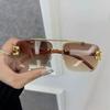 Colorful Square Sunglasses Women Men Rimless Sun Eyeglasses Female Male Designer Brand Style Unisex Travel Outdoor Use Oculos Glasses De Sol