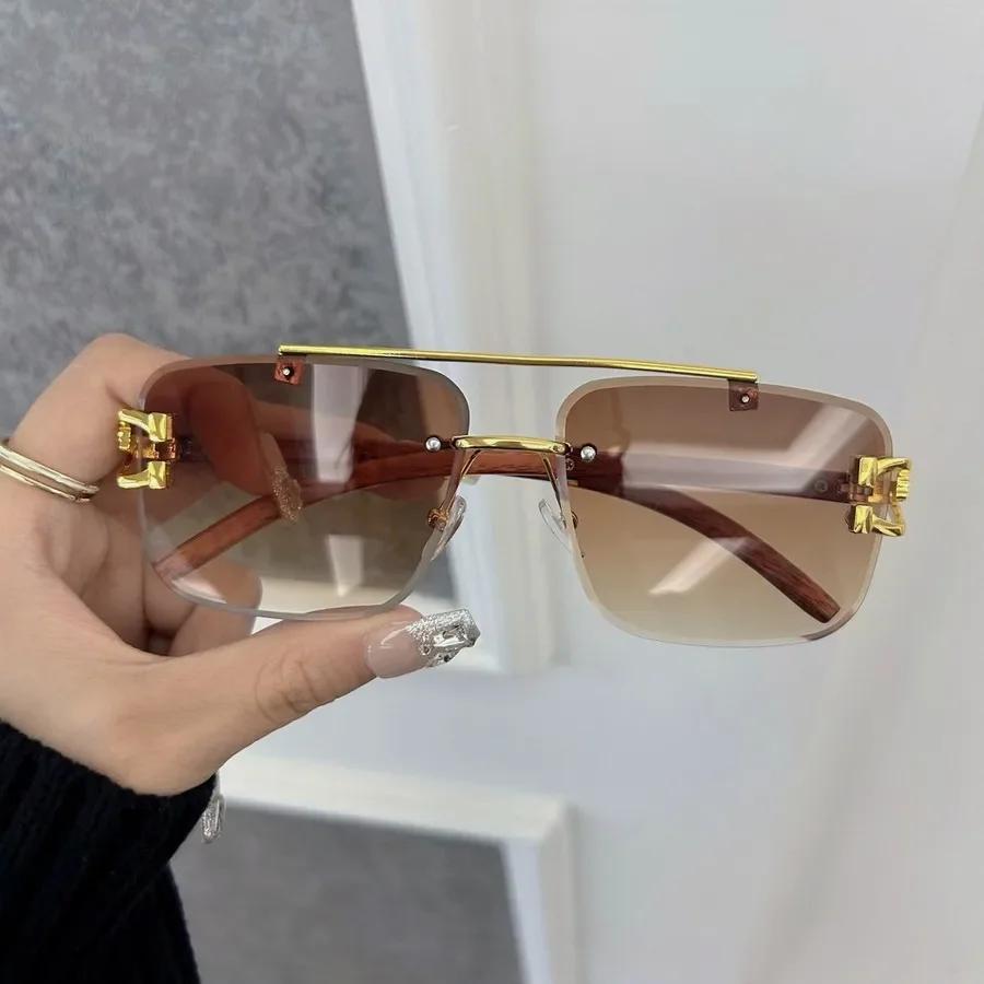 Colorful Square Sunglasses Women Men Rimless Sun Eyeglasses Female Male Designer Brand Style Unisex Travel Outdoor Use Oculos Glasses De Sol
