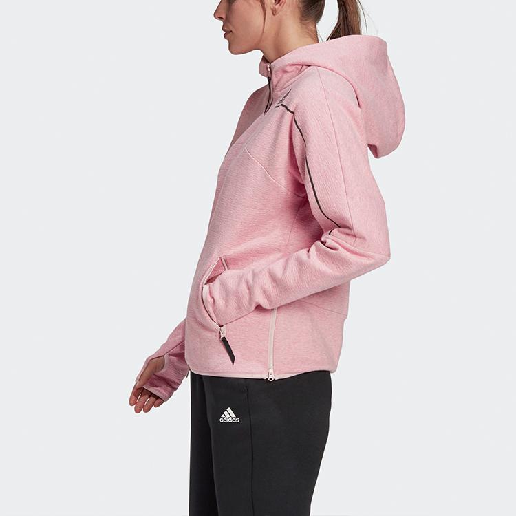 Adidas Zne Fz Winter Solid Color Fleece Warm Hooded Jacket Women Jackets Vibrant-Pink GU2081