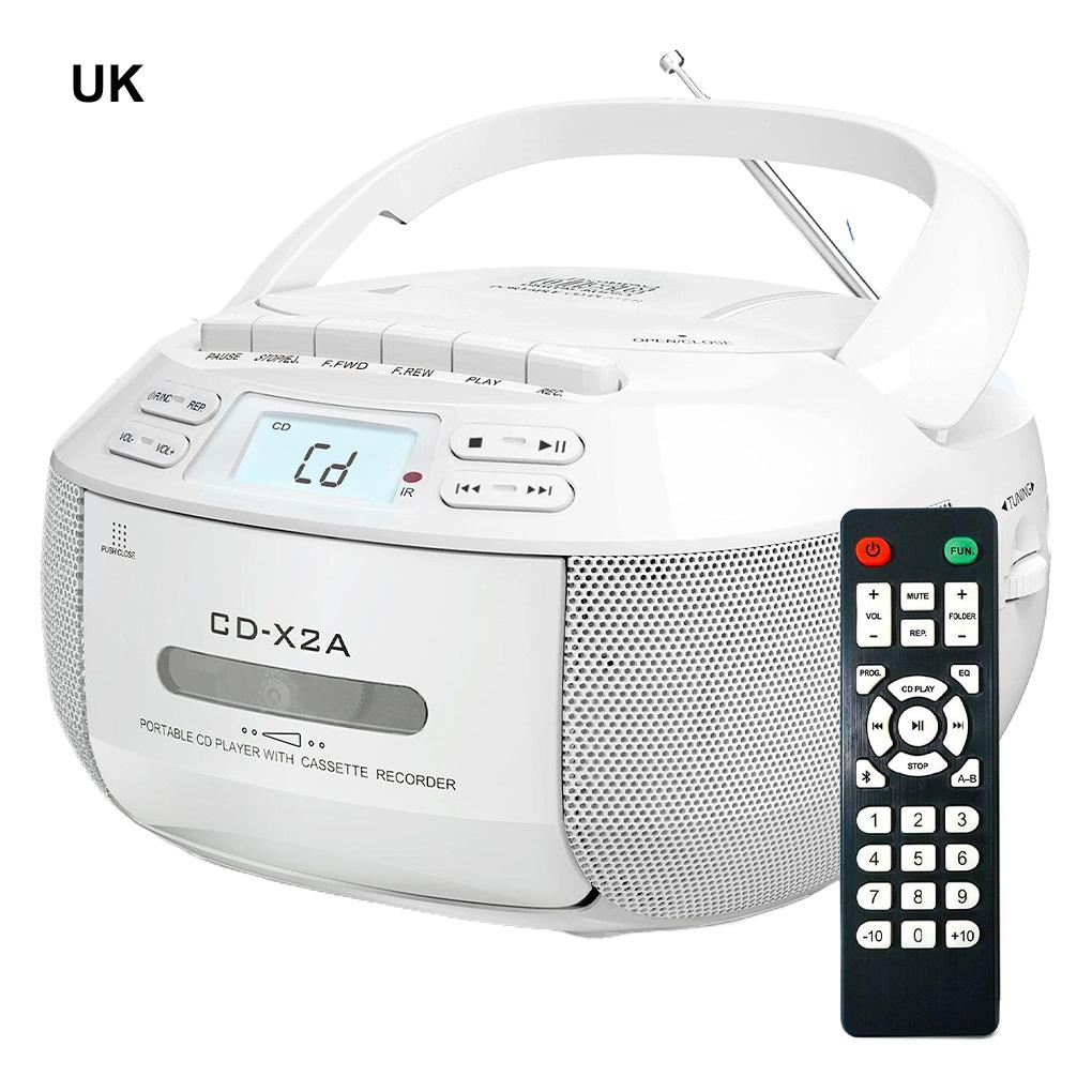 

CD-касетний плеєр-рекордер з USB/MP3 та радіо, портативний CD-касетний бумбокс з пультом дистанційного керування, живлення від мережі змінного струму/постійного струму