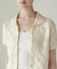 Musinsa Standard Woman Women'S Square Crochet Collared Short Sleeve Cardigan [Butter Cream]