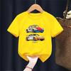New Fun Car Cartoon Printed Summer Casual Cotton Boys and Girls High Quality Short Sleeve Top Tshirt