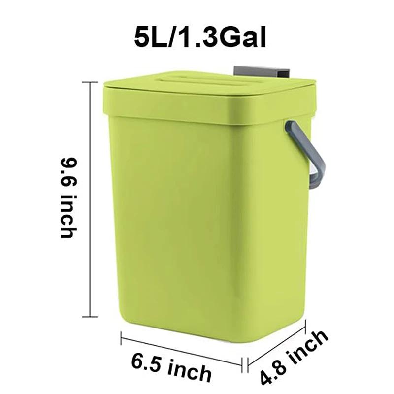 Portable Small Plastic Trash Can for Kitchen,Hanging Trash Can with Lid Under Sink Food Waste Bin Mountable Garbage Can Bathroom