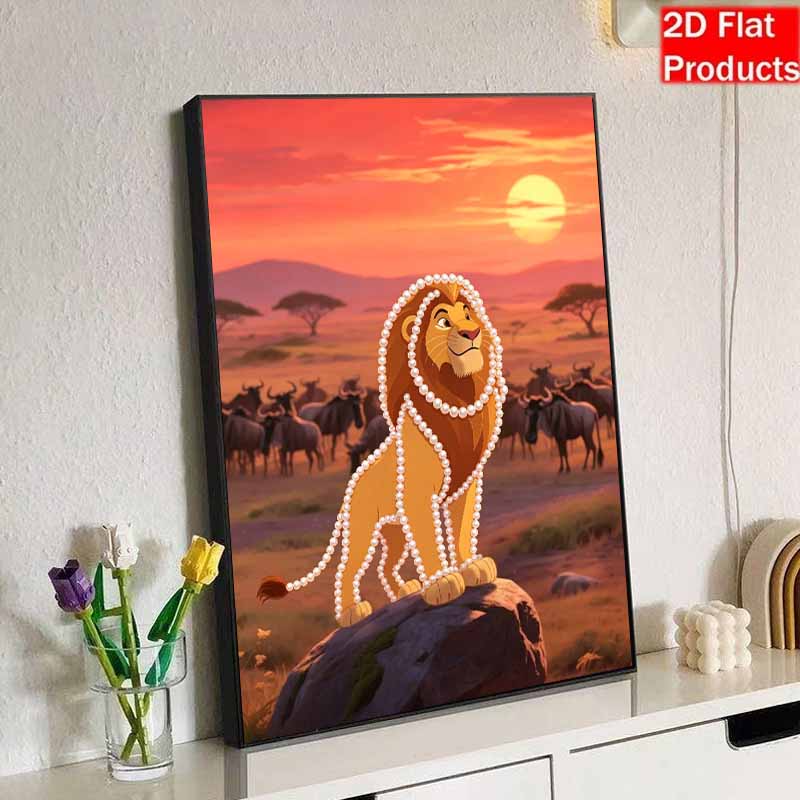 Disney Pearl Painting Head Lion King Themed Creative Pearl Art Painting 5D DIY Pearl Embroidery Mosaic Cross Stitch Kit Home Decor
