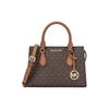 Mk Sheila Saco Tote com Zíper e Pingente com Logo Clássico Sacola de Compras Lona Revestida de Ombro Portátil Crossbody Pequeno 35S3G6HS5B-BROWN