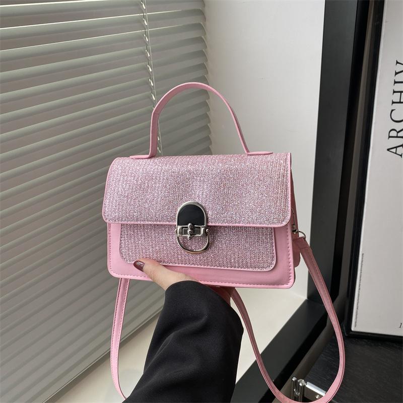 Contrasting Color Trend Fashion Small Square Bag Women's 2025 New High-end Texture Messenger Bag Niche Simple Casual Shoulder Bag