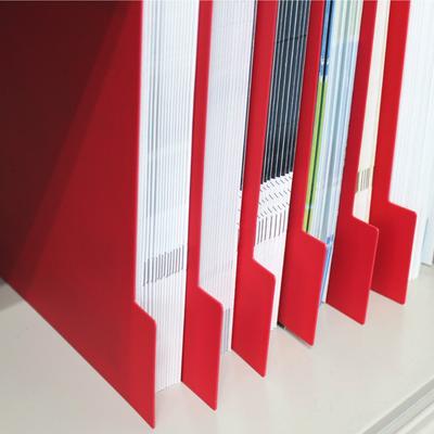 Vertical A4 Divider Guides Document File Drawer Storage Tray Set of 10 - Shelf, Bookshelf, Divider, - (Red)
