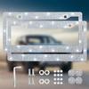 1/2Pcs New Bling Crystal Car License Plate Frame Women Rhinestone License Plate Frame Cover Holder Car Accessories With Screw