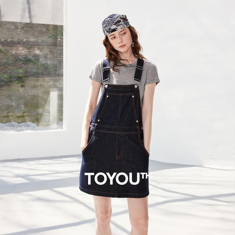 Chuyu Women s Original Denim Overall Mini Dress S