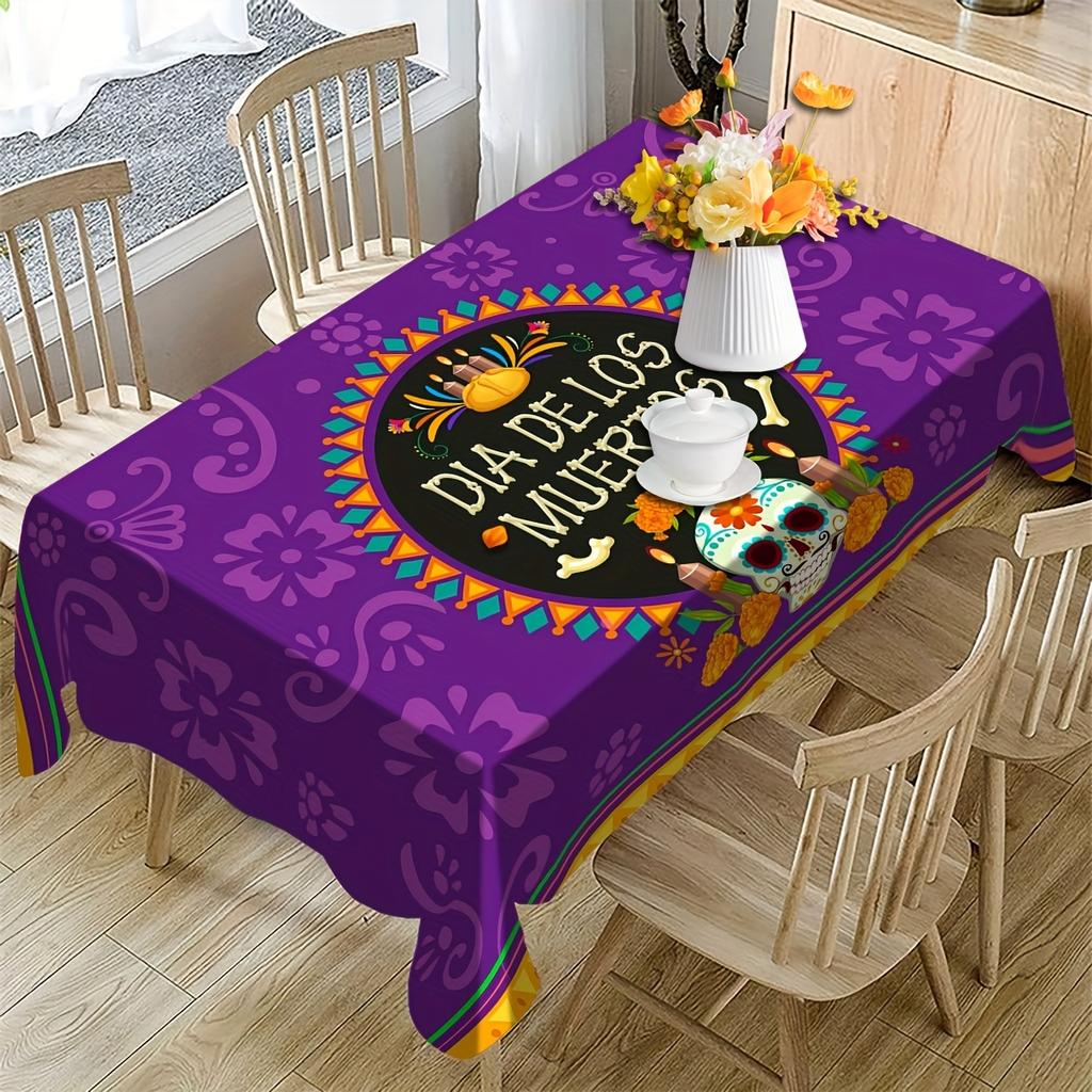 Day of The Dead Rectangle Table Cloth for Table Decor Holiday Party Waterproof Reusable Tablecloth for Tables Kitchen Dining