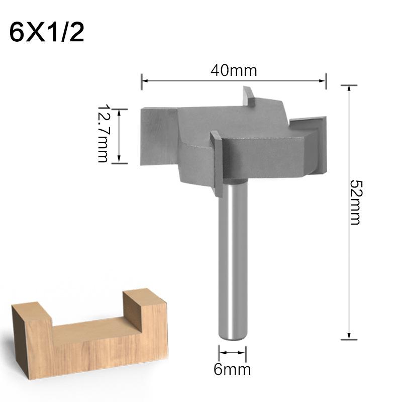 4-Klingen-Zoll-T-Messer 1/4 Griff 6 Griff Bodenreinigungsmesser Nutmesser Holzbearbeitungsfräser Großer Durchmesser Holzbearbeitung