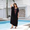 European-American Cotton Embroidery Plus Size Beach Cover-Up Dress