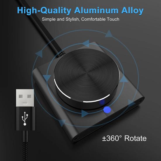 USB-Lautstärkeregler, verlustfreier Lautstärkeregler für PC-Laptop-Lautsprecher, Drehknopf, digitale Steuerfunktion für Windows für MAC OS