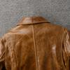 Classic 1930s Color Changes Oil Waxed Brown Natural Cow Leather Jacket Men Real Cowhide Coat Male Clothes Autumn