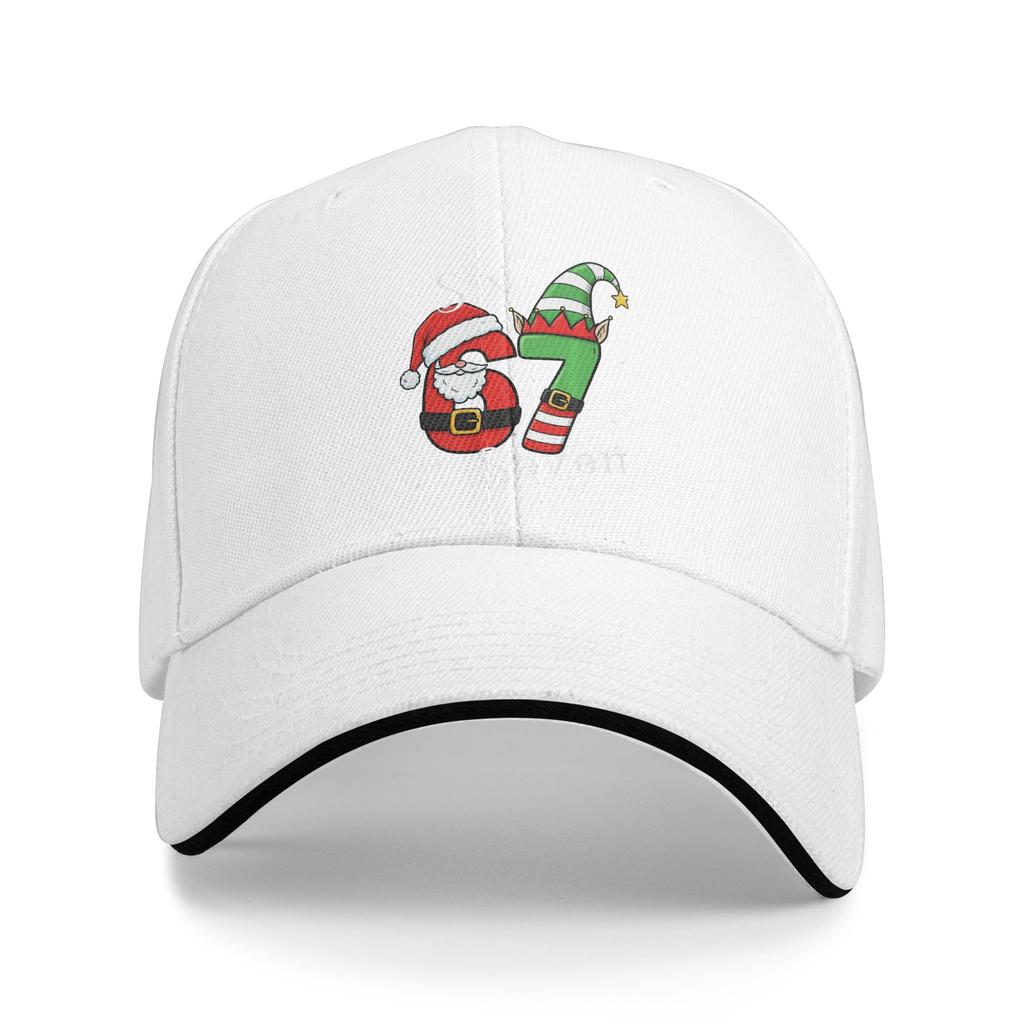 Summer Funny Six Seven 67 Meme 6 7 Elf Santa Christmas Pajamas Baseball Cap Tennis Skate Classic Design Sun Trucker Hat Women
