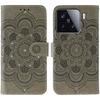 For Xiaomi 15 Case Rhinestone Decor PU Leather Mandala Imprinted Design Phone Cover with Wrist Strap