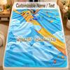Flannel BlanketAdventure Time Cartoon Custom Name Text Personalized Soft Warm Throw Blanket Home Decor Gift
