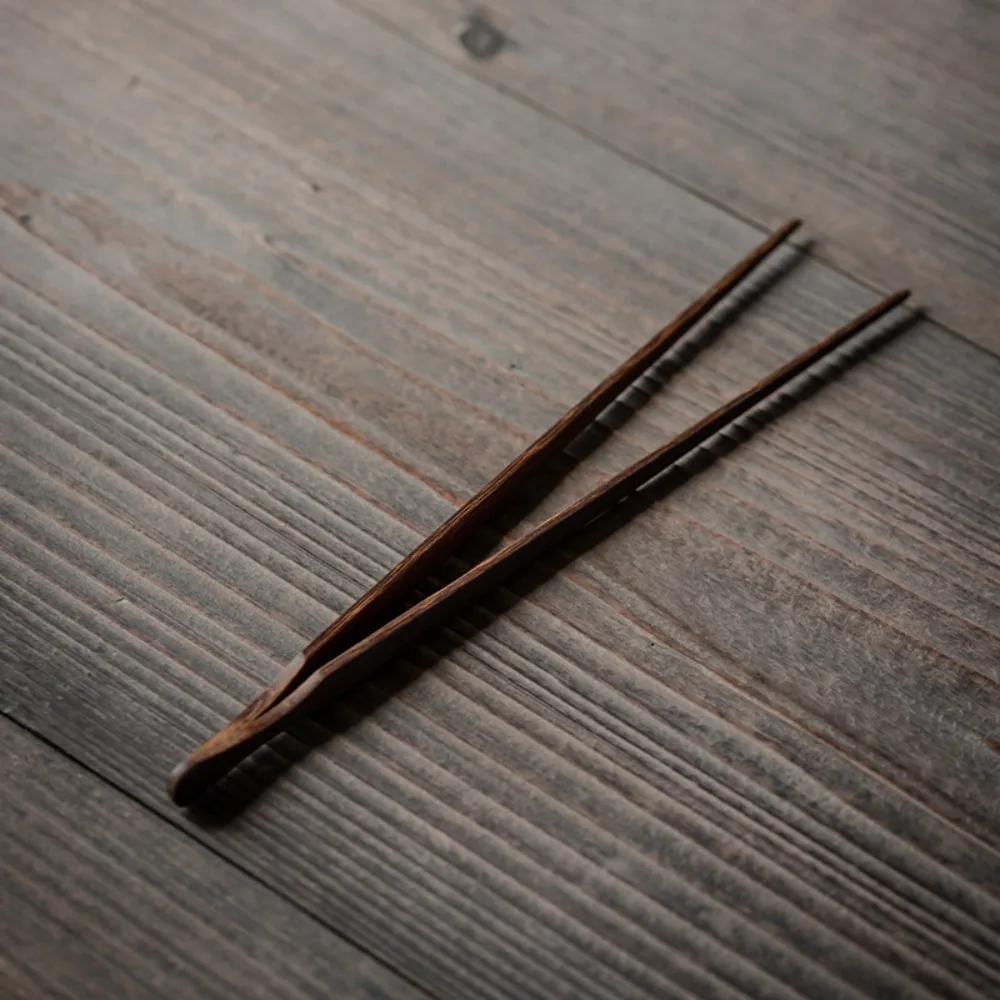 New Bamboo Wood Tea Clips Safe Straight Tea Utensil Tweezer Durable Food Toast Salad Tongs Kitchen