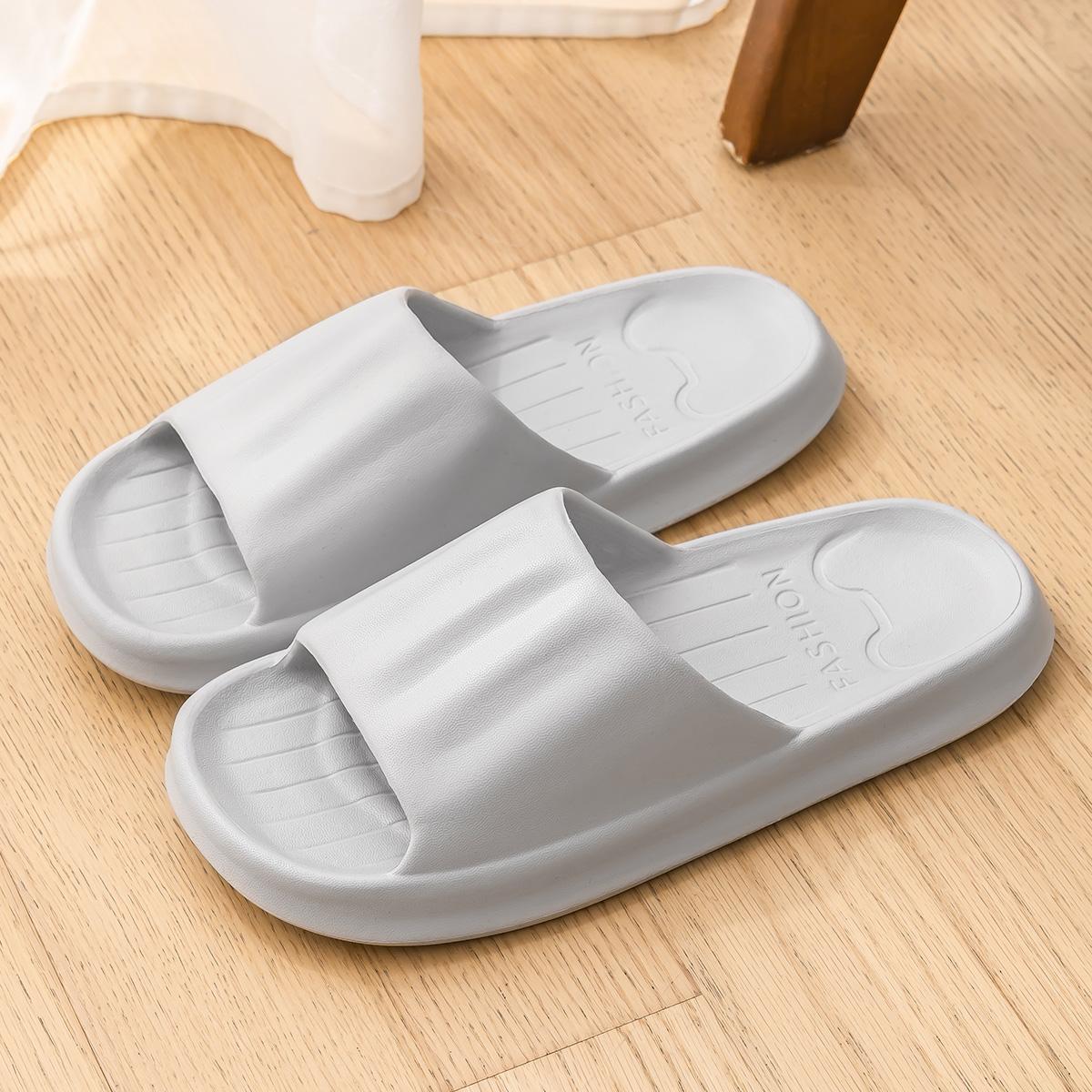 

Summer Women Home Slippers Flat Beach Indoor Slides Soft Comfortable Non-slip Slippers Breathable Lightweight Men Bathroom Slippers 40-41 сірий