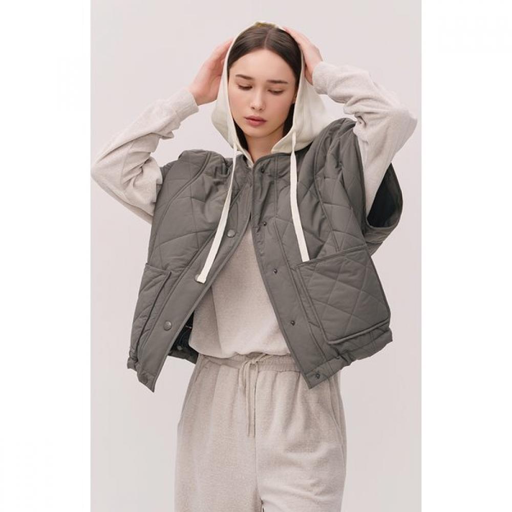 Huit Poncho Knit Hood Padding Jumper Htwjp5l10t