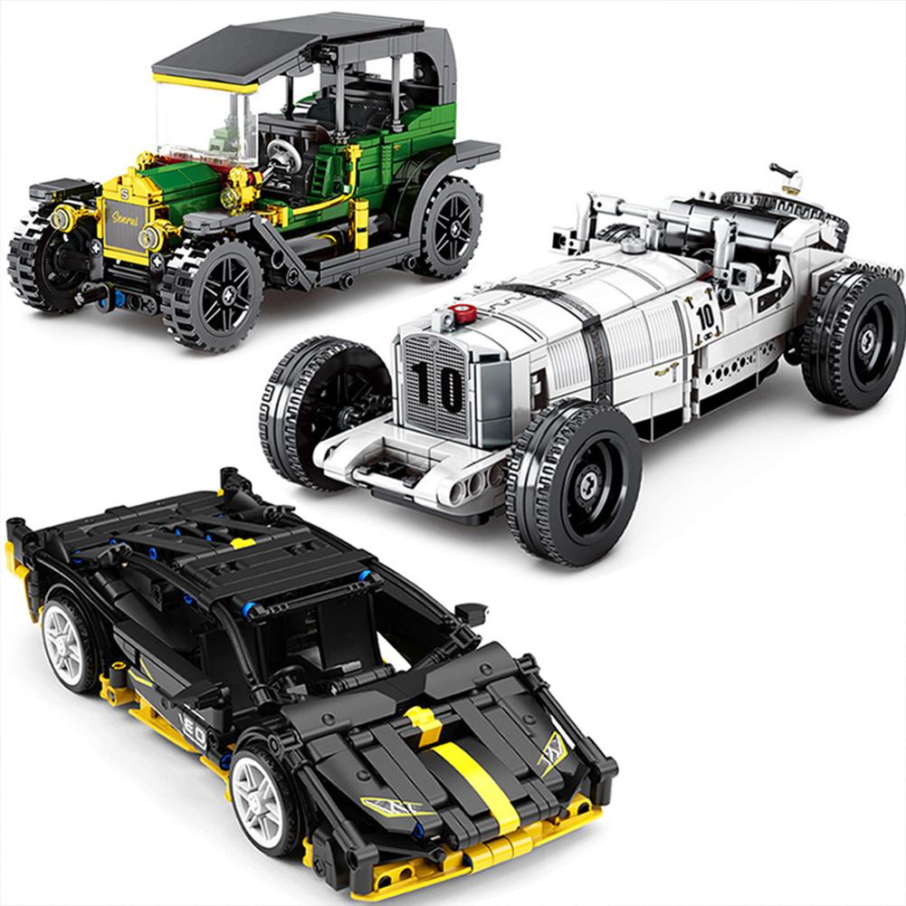 Machinery Pull Back Sports Car Building Blocks Toys Small Particle Bricks Racing Vehicle Assembled Model Holiday Gifts For Boy